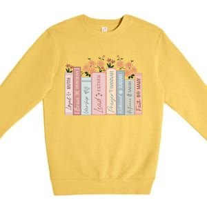 Women Of The Bible Floral Books Christian Jesus Premium Crewneck Sweatshirt