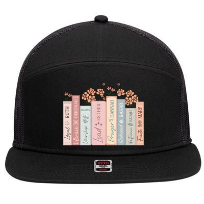 Women Of The Bible Floral Books Christian Jesus 7 Panel Mesh Trucker Snapback Hat