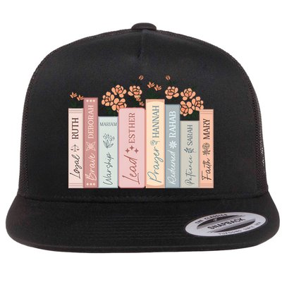 Women Of The Bible Floral Books Christian Jesus Flat Bill Trucker Hat