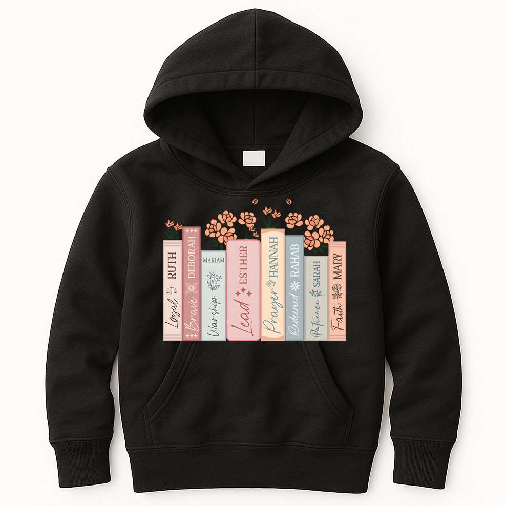 Women Of The Bible Floral Books Christian Jesus Kids Hoodie