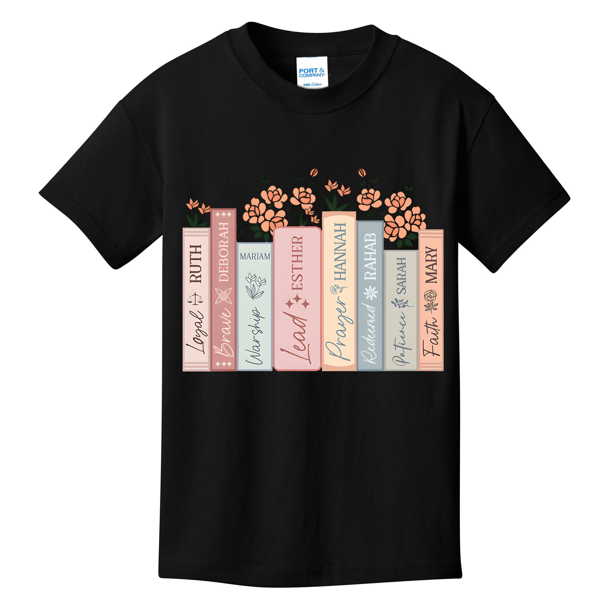 Women Of The Bible Floral Books Christian Jesus Kids T-Shirt