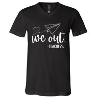 We Out Teachers Bye Bruh Happy Last Day Of School End Year V-Neck T-Shirt