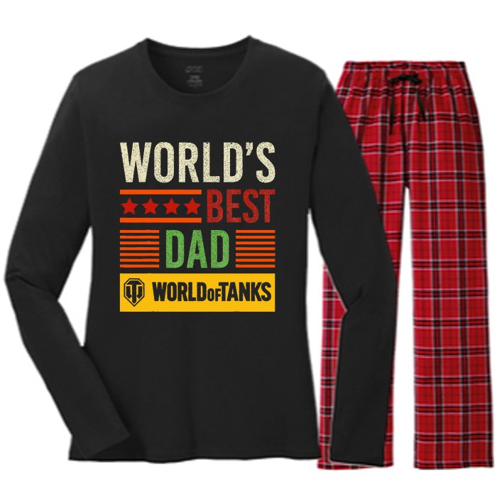 World Of Tanks Father Day Worlds Best Dad Women's Long Sleeve Flannel Pajama Set 