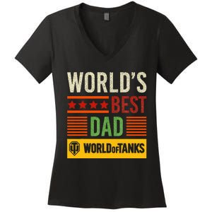 World Of Tanks Father Day Worlds Best Dad Women's V-Neck T-Shirt