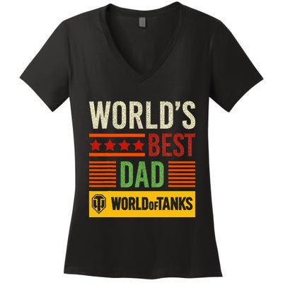 World Of Tanks Father Day Worlds Best Dad Women's V-Neck T-Shirt