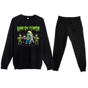 War On Terror Political Humor Funny Dark Humor Horror Satire Premium Crewneck Sweatsuit Set