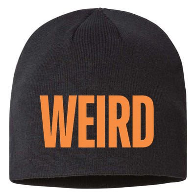 Weird Orange Text Single Word Sustainable Beanie