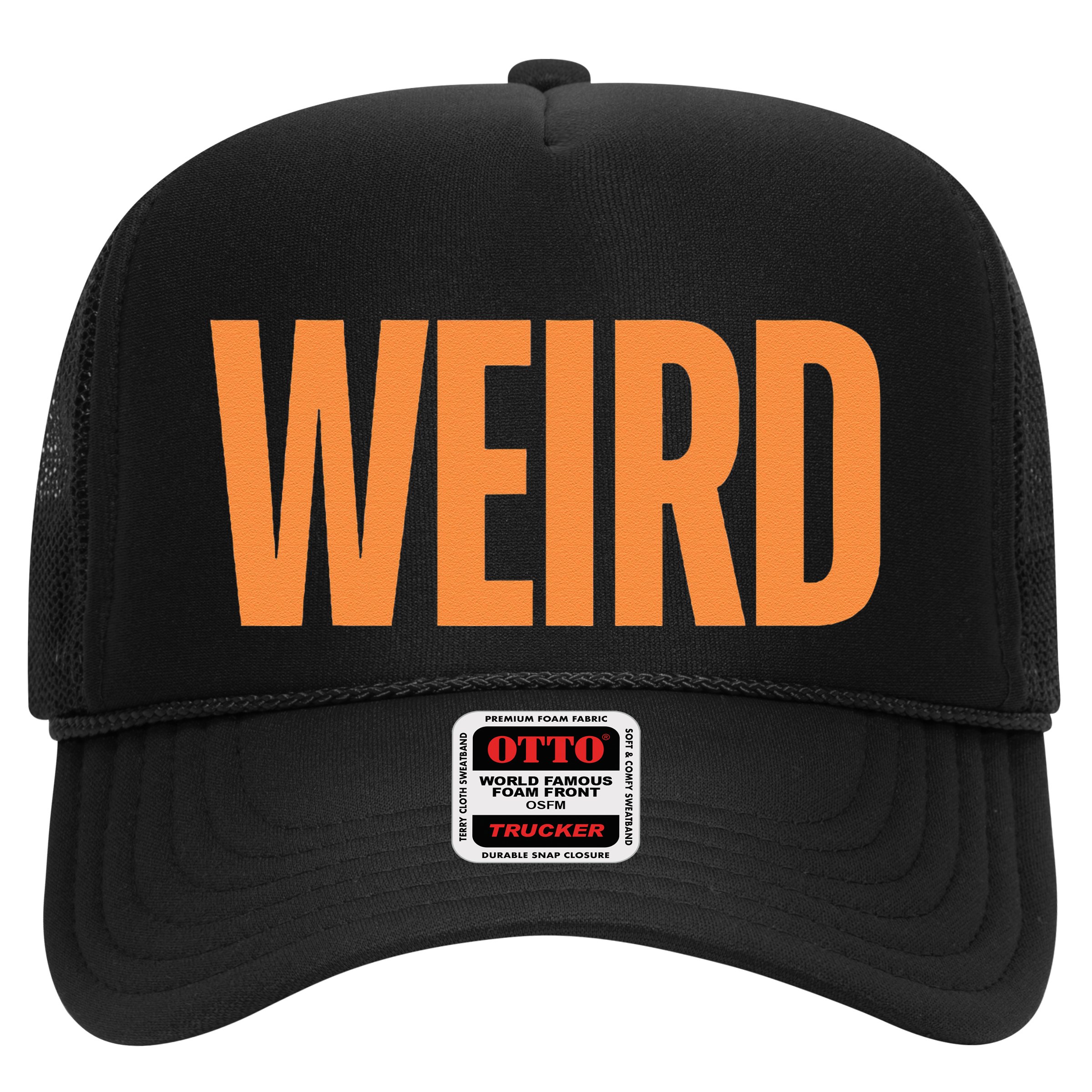Weird Orange Text Single Word Hat