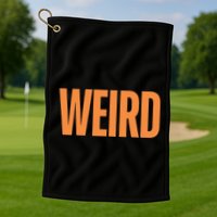 Weird Orange Text Single Word Golf Towel