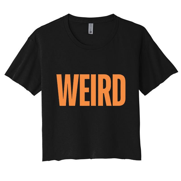 Weird Orange Text Single Word Crop Top