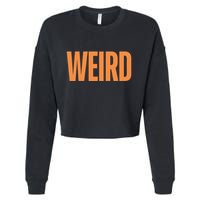 Weird Orange Text Single Word Cropped Pullover Crew