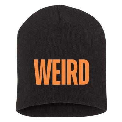 Weird Orange Text Single Word Short Acrylic Beanie