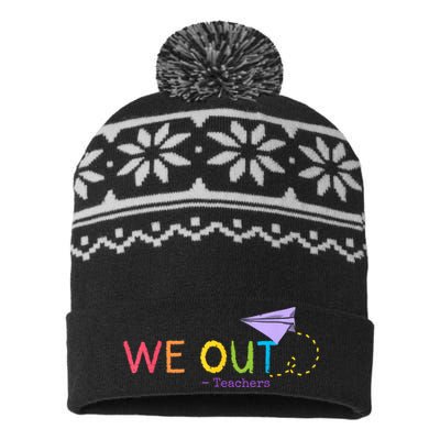 We Out Teacher End Of School Year Happy Last Day Of School USA-Made Snowflake Beanie