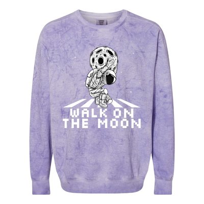 Walk On The Moon Space Astronaut Graphic Gift Astronaut Meaningful Gift Colorblast Crewneck Sweatshirt