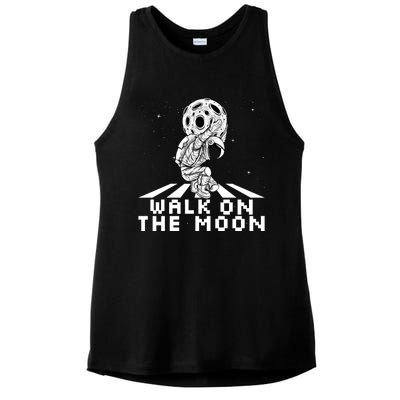 Walk On The Moon Space Astronaut Graphic Gift Astronaut Meaningful Gift Ladies PosiCharge Tri-Blend Wicking Tank