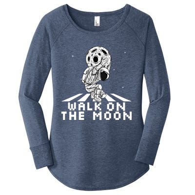 Walk On The Moon Space Astronaut Graphic Gift Astronaut Meaningful Gift Women's Perfect Tri Tunic Long Sleeve Shirt