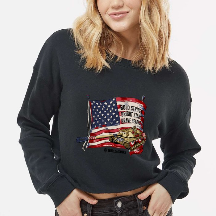 World Of Tanks 4th Of July Bold Bright Brave Collection Cropped Pullover Crew