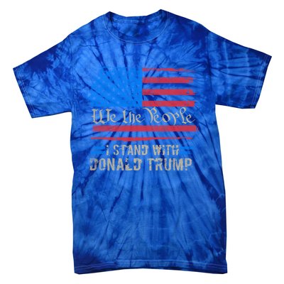 Worn Out Us Flag Vintage I Stand With Convicted Felon Trump Cute Gift Tie-Dye T-Shirt