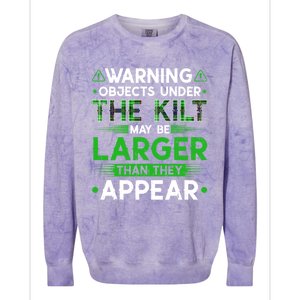 Warning Objects Under Kilt May Be Larger Scottish Irish Gift Colorblast Crewneck Sweatshirt