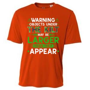 Warning Objects Under Kilt May Be Larger Scottish Irish Gift Cooling Performance Crew T-Shirt