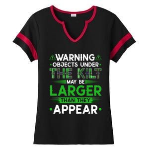 Warning Objects Under Kilt May Be Larger Scottish Irish Gift Ladies Halftime Notch Neck Tee