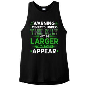 Warning Objects Under Kilt May Be Larger Scottish Irish Gift Ladies PosiCharge Tri-Blend Wicking Tank