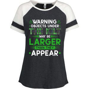 Warning Objects Under Kilt May Be Larger Scottish Irish Gift Enza Ladies Jersey Colorblock Tee