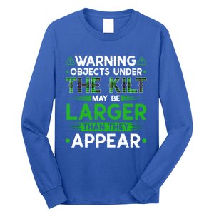 Warning Objects Under Kilt May Be Larger Scottish Irish Gift Long Sleeve Shirt