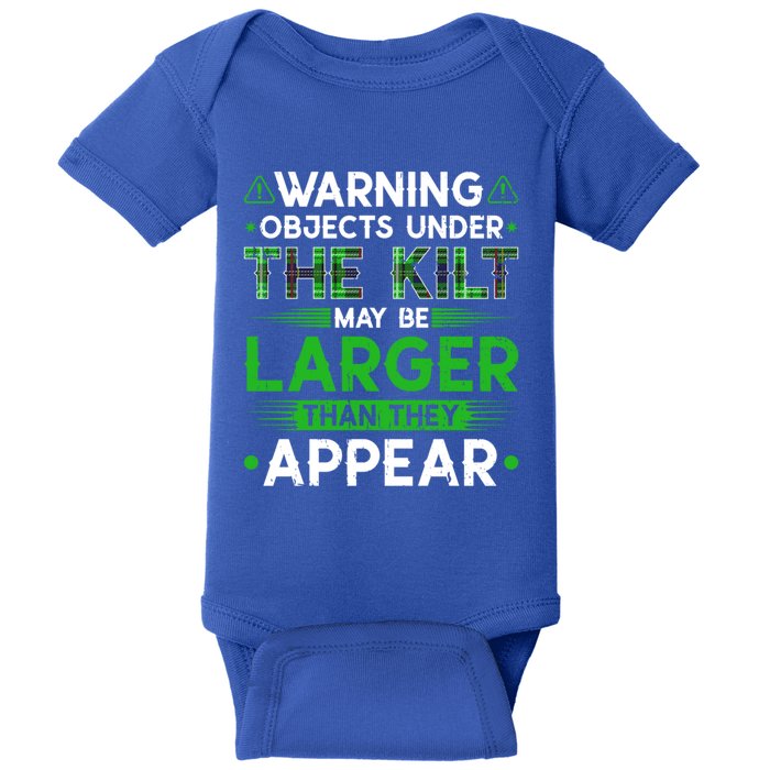 Warning Objects Under Kilt May Be Larger Scottish Irish Gift Baby Bodysuit