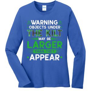 Warning Objects Under Kilt May Be Larger Scottish Irish Gift Ladies Long Sleeve Shirt