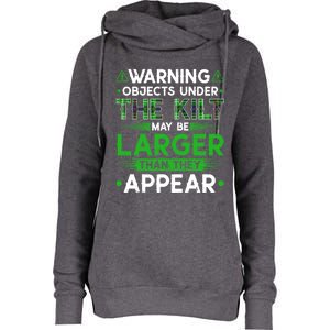 Warning Objects Under Kilt May Be Larger Scottish Irish Gift Womens Funnel Neck Pullover Hood