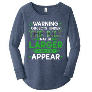 Warning Objects Under Kilt May Be Larger Scottish Irish Gift Women's Perfect Tri Tunic Long Sleeve Shirt