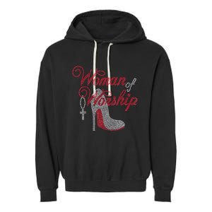 Woman Of Worship Bling Rhinestone Christian Inspirational Garment-Dyed Fleece Hoodie