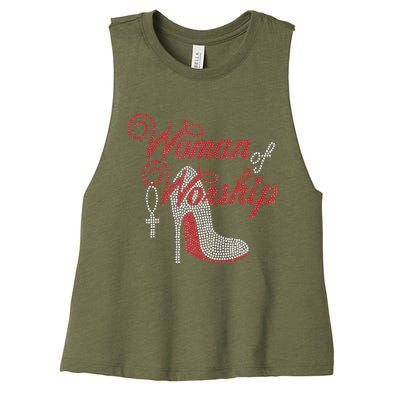 Woman Of Worship Bling Rhinestone Christian Inspirational Women's Racerback Cropped Tank