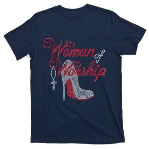 Woman Of Worship Bling Rhinestone Christian Inspirational T-Shirt