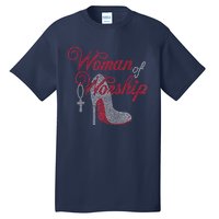 Woman Of Worship Bling Rhinestone Christian Inspirational Tall T-Shirt