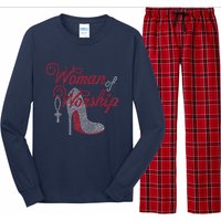 Woman Of Worship Bling Rhinestone Christian Inspirational Long Sleeve Pajama Set