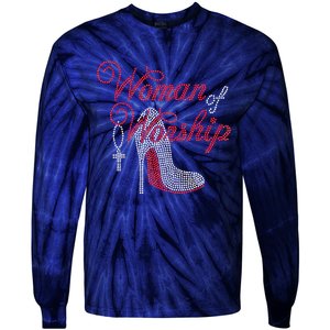 Woman Of Worship Bling Rhinestone Christian Inspirational Tie-Dye Long Sleeve Shirt