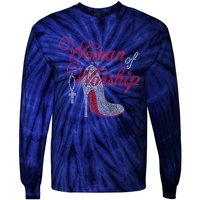 Woman Of Worship Bling Rhinestone Christian Inspirational Tie-Dye Long Sleeve Shirt