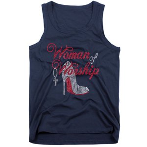 Woman Of Worship Bling Rhinestone Christian Inspirational Tank Top