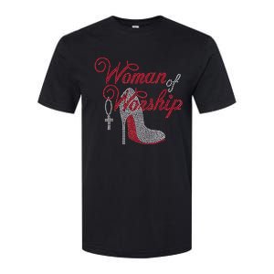 Woman Of Worship Bling Rhinestone Christian Inspirational Softstyle CVC T-Shirt