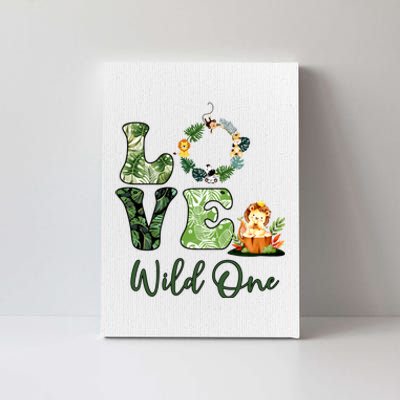 Wild One Wreath 1st Birthday Safari Animal Themed Canvas