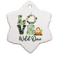 Wild One Wreath 1st Birthday Safari Animal Themed Ceramic Star Ornament