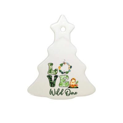 Wild One Wreath 1st Birthday Safari Animal Themed Ceramic Tree Ornament