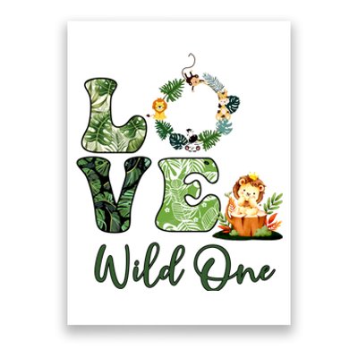 Wild One Wreath 1st Birthday Safari Animal Themed Poster