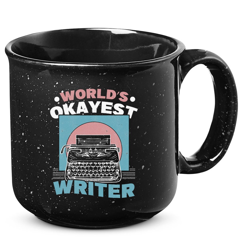 World's Okayest Writer Typewriter Author 15oz Campfire Ceramic Mug