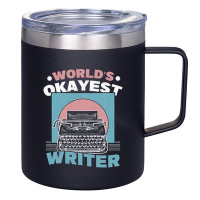 World's Okayest Writer Typewriter Author 12oz Stainless Steel Coffee Mug