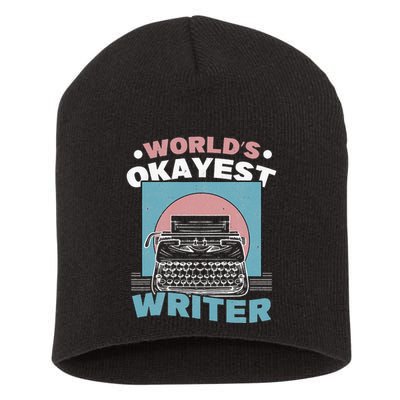 World's Okayest Writer Typewriter Author Short Acrylic Beanie