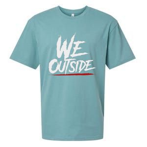 We Outside  We Out Here Retro Rap Lit We Out Side Sueded Cloud Jersey T-Shirt