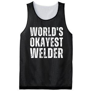 World's Okayest Welder Funny Welder Welding Quote Mesh Reversible Basketball Jersey Tank